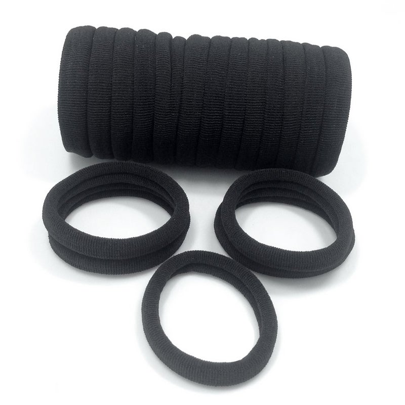 J-MEE Hair Bands 100PCS Seamless Cotton Ponytail Holders Scrunchies Hair Accessories for Thick Hair (black) - Image 3